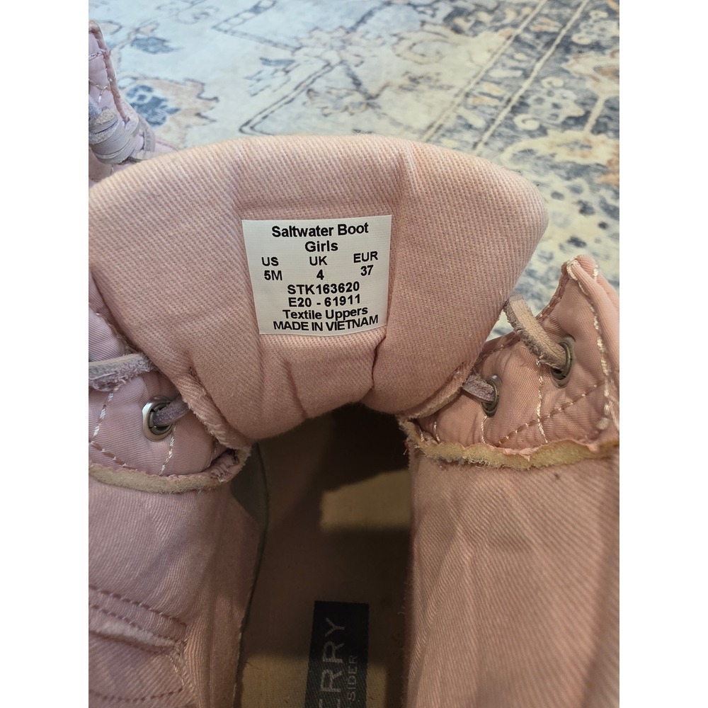 Sperry Youth Girls Size 5 Pink Blush Saltwater Nylon Quilted Rain Boots - Picture 5 of 5